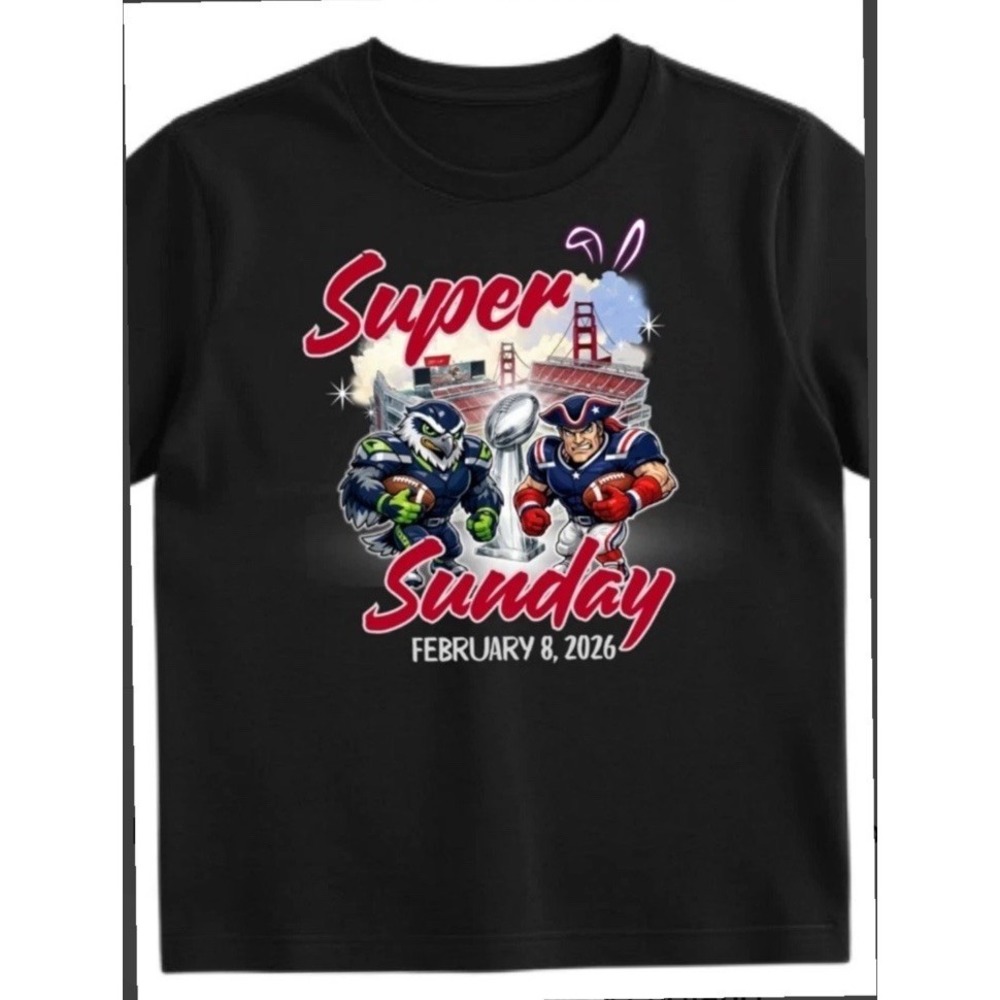 Super Bowl Seattle Seahawks New England Patriots T-Shirt Black Unisex XL**